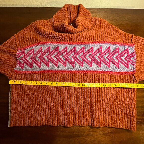 Free People Slouchy Chunky Oversized Granola Thick Knit Whimsigoth Orange Small - Picture 8 of 11